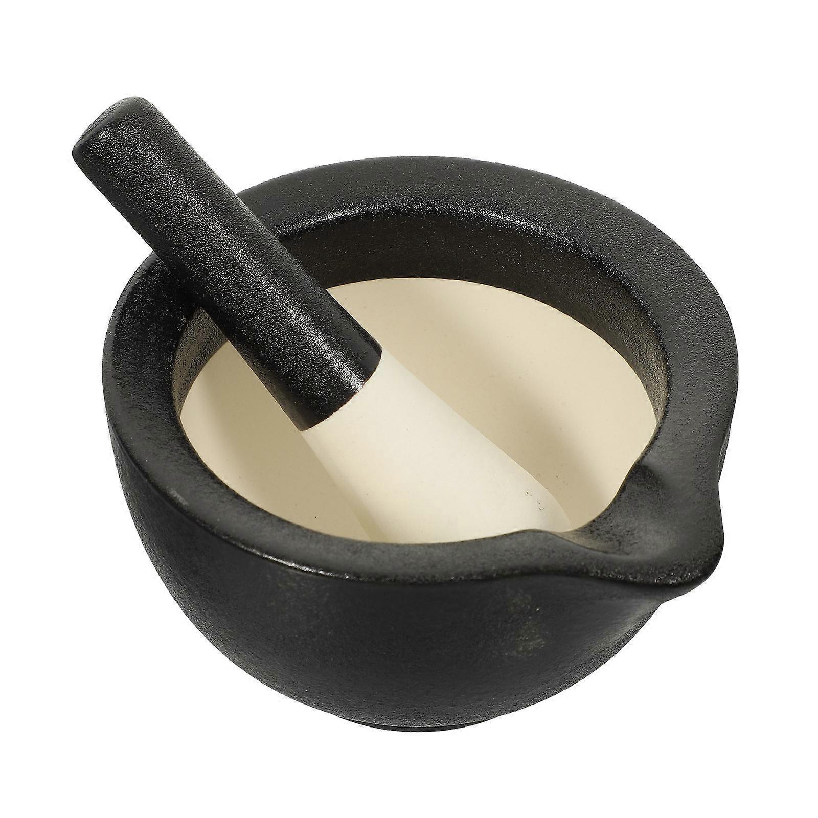 Ceramic Mortar And Pestle Set For Kitchen Tools Home Use Black Grinding 1 Set