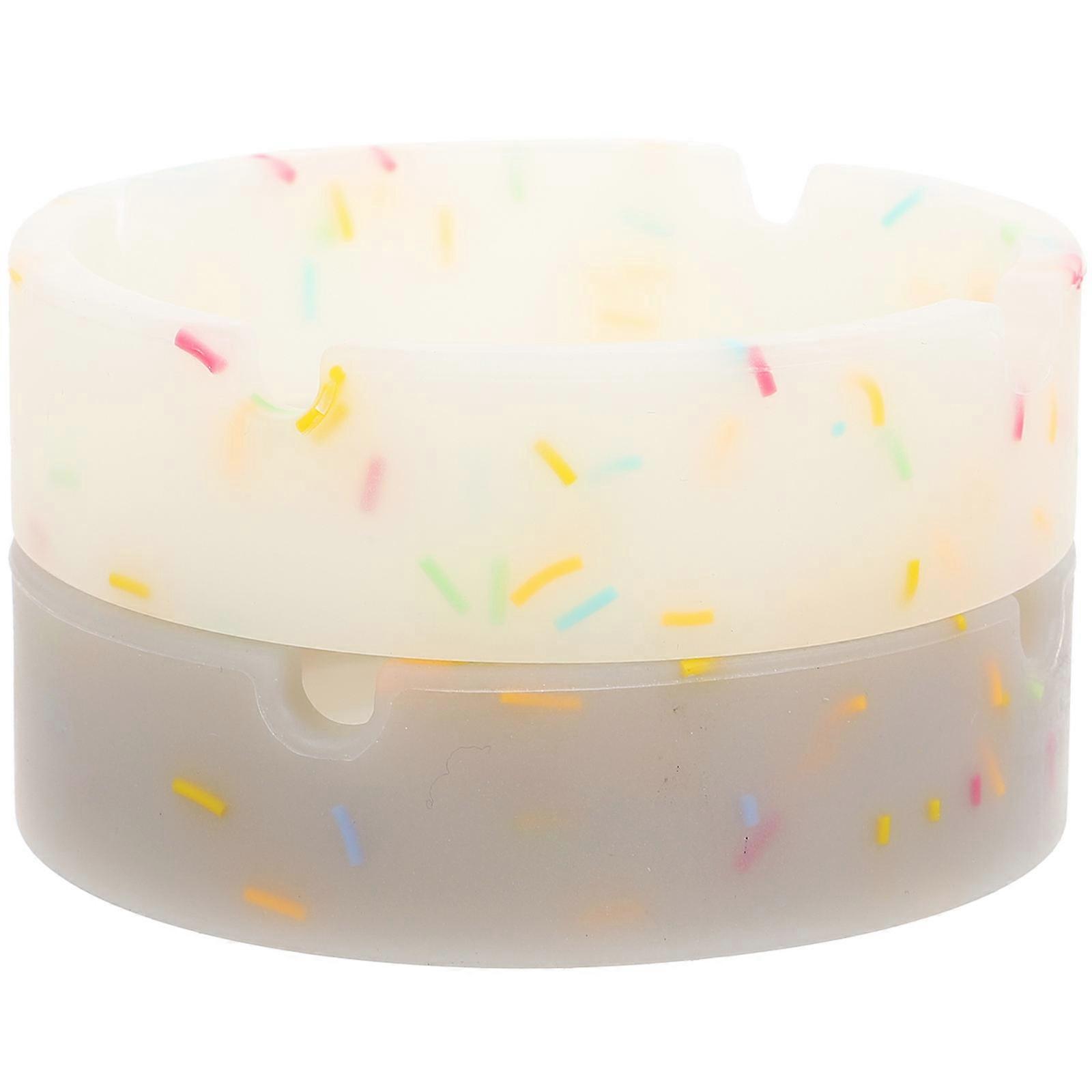 Night Glow Silicone Ashtray for Storage Use 2Pcs Assorted Color Round Design