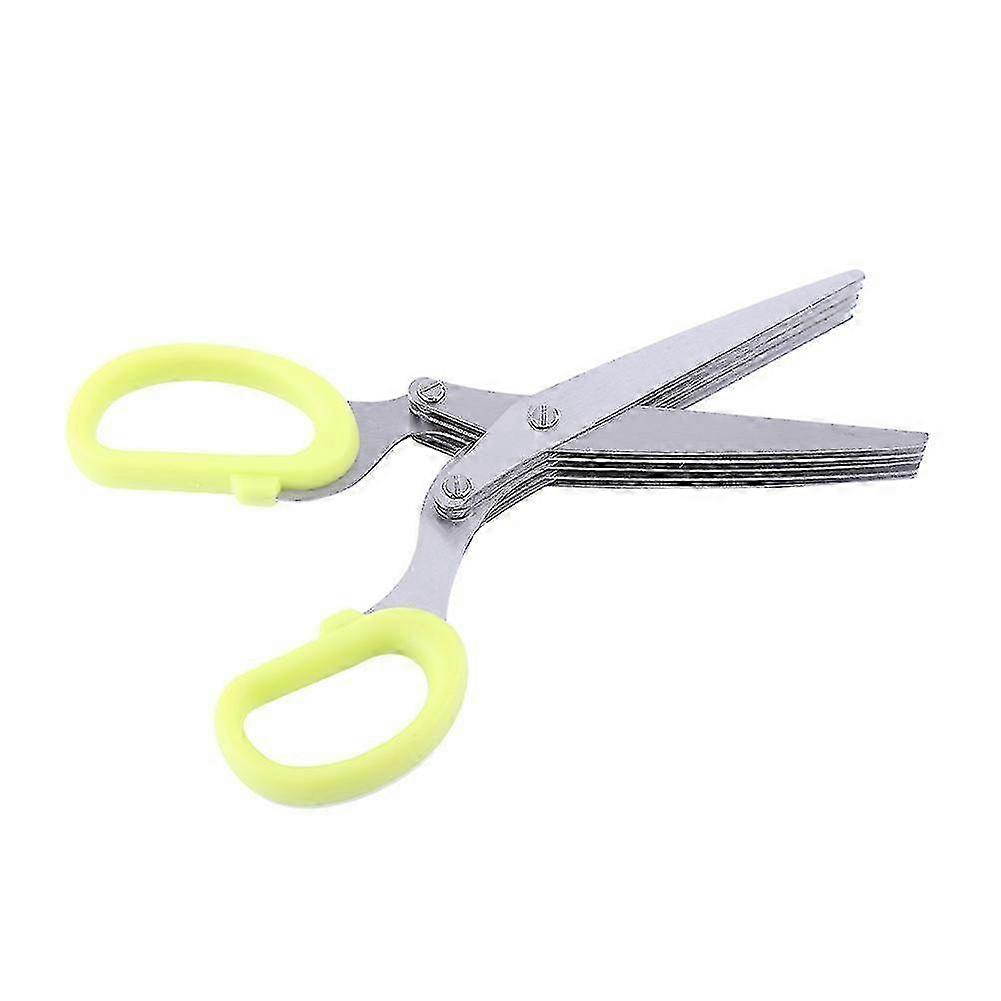2025 Herb Scissors Stainless Steel 5 Blade Sharp Cut Shears Multifunctional Kitchen Tool Snips Green