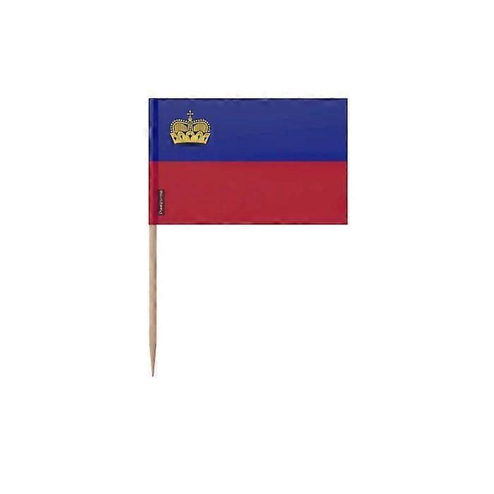 Toothpicks Flag of Liechtenstein - 10 cm - 100 pieces - Adhesive plastic - Bamboo stick - Pixelforma