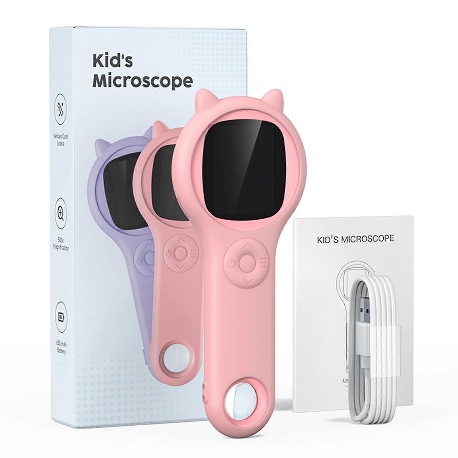 Digital Microscope 500X Clear Magnification with LCD Screen and 8LED Light for Kids Education