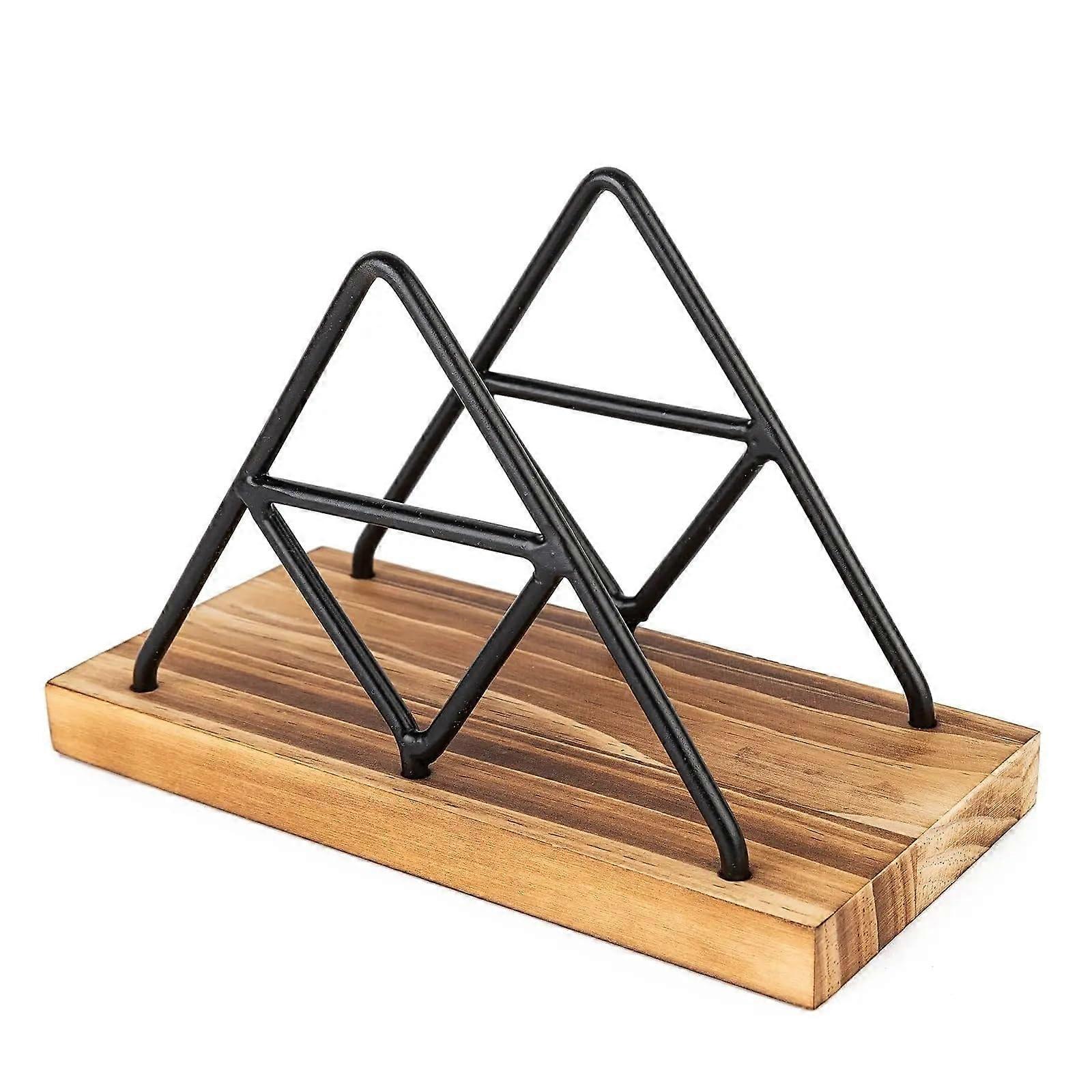 Rustic Triangular Wooden Napkin Holder for Kitchen and Dining Table Organizer