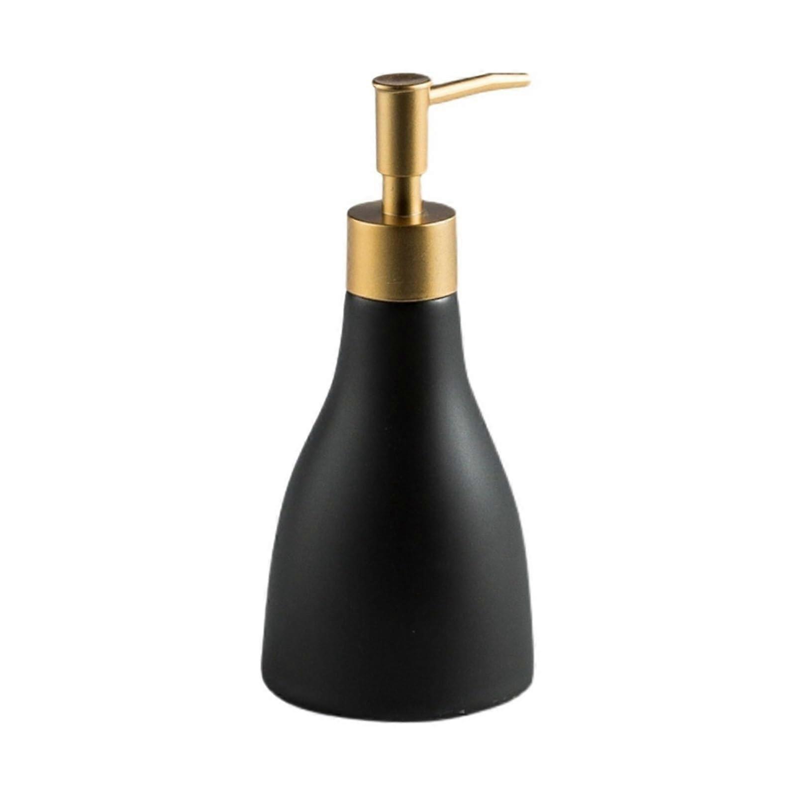 Ceramic Soap Dispenser Matte Finish with Gold Pump 280ml Refillable for Bathroom or Kitchen