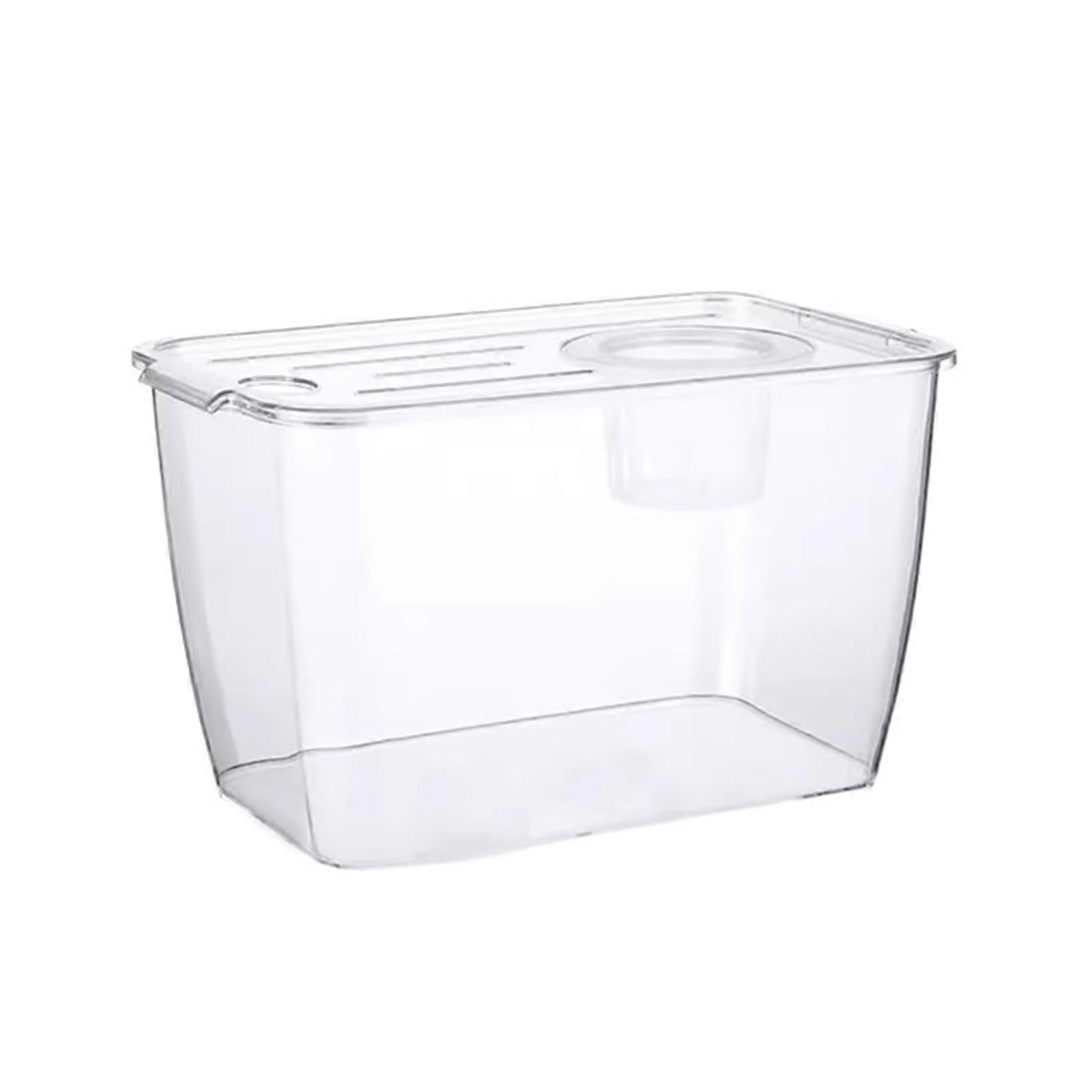 Acrylic Fish Tank Super Clear Rectangular Small Aquarium with Breathable Lid 34x21x20cm