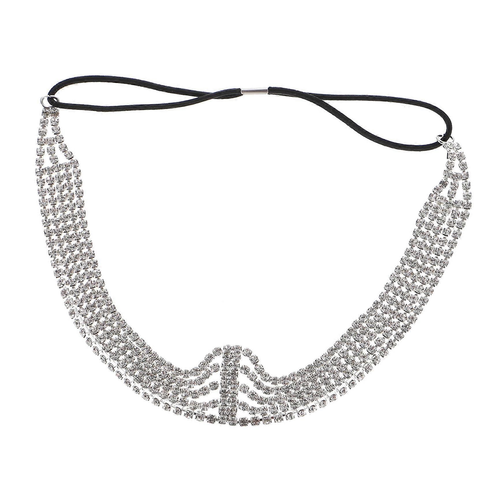 Bridal Headpiece Rhinestone Headband Multi Layer Head Chain for Wedding Elegant Forehead Accessory