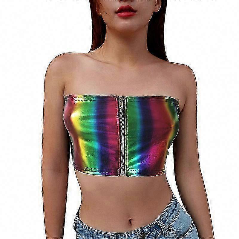 Women's PU Leather Sleeveless Strapless Basic Sexy Tube Top