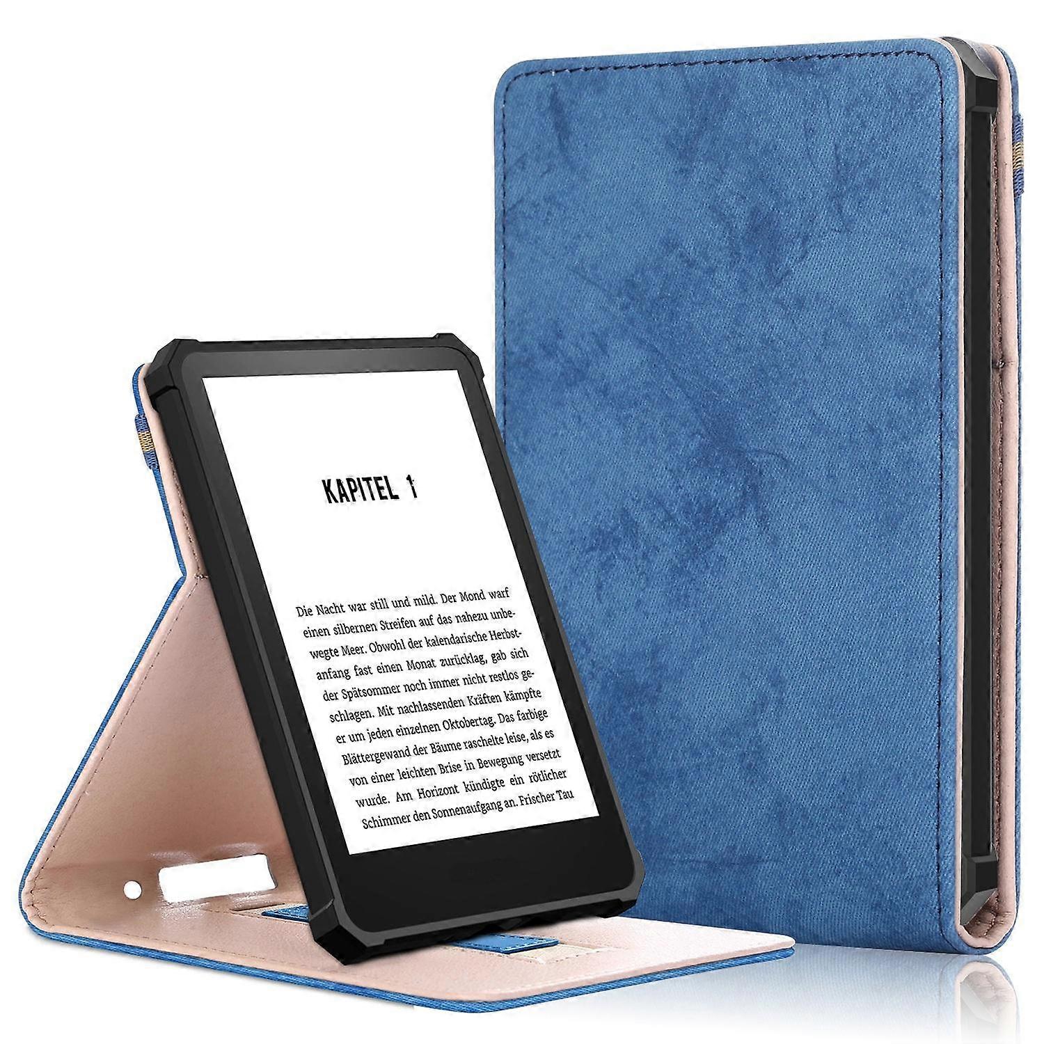 For Amazon Kindle 6" (2022) Adjustable Stand Stitching PU Leather + TPU Case Solid Color E-Read