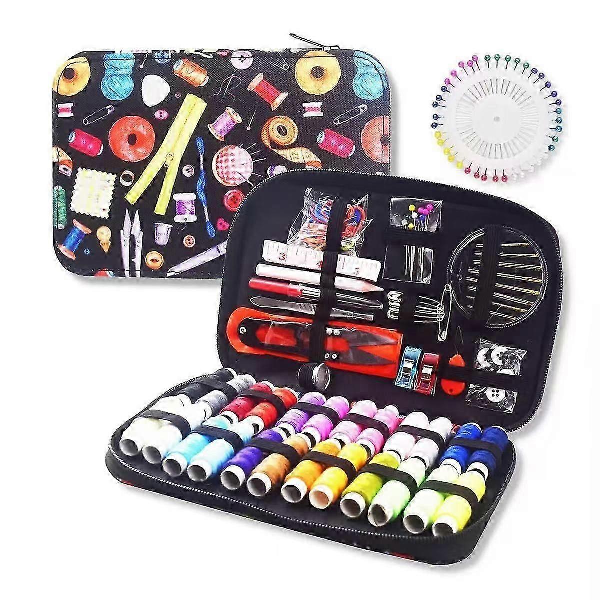 Portable Travel Sewing Kit with Needles, Thread & Essentials
