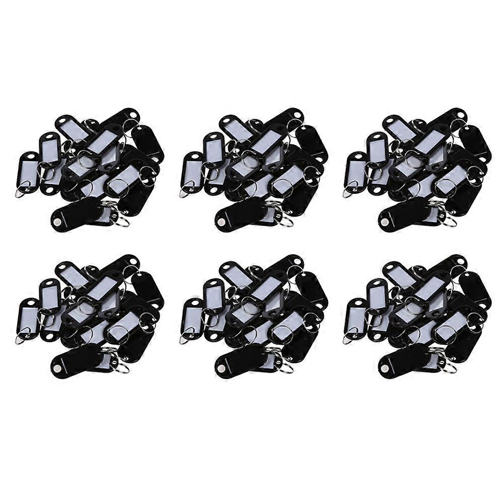 120 Pcs Key ID Label Tags Split Ring Keyring Keychain Black