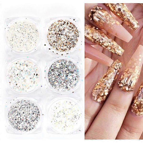 Esmalte com glitter, decorações de unhas multicoloridas