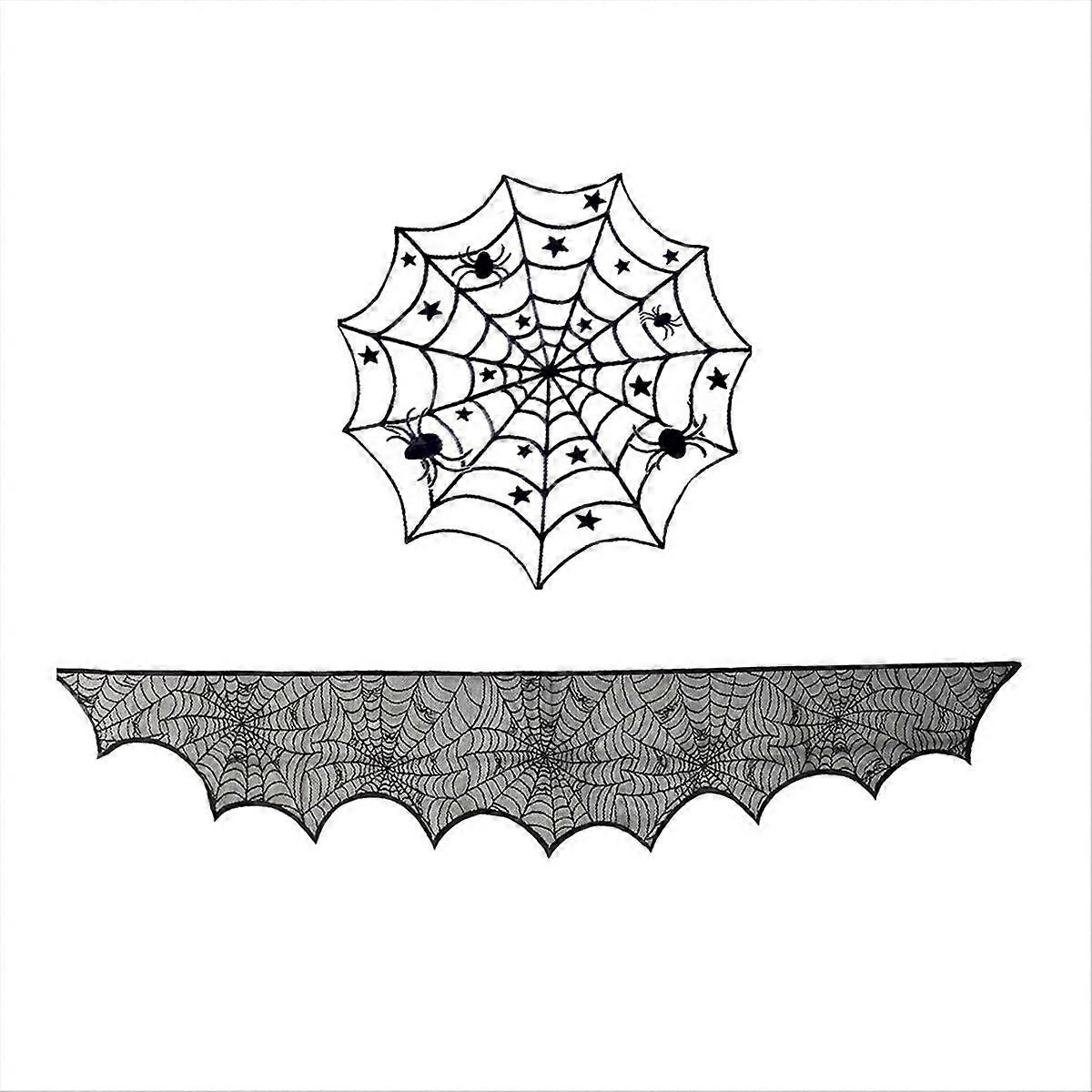 Halloween tablecloth Spider web towel table runner lampshade set B
