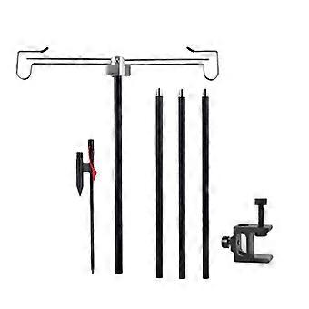 Camping Lamp Stand with Double Hooks Aluminum Alloy Foldable Lamp Pole Telescopic Outdoor Light Holder Lamp Hanger