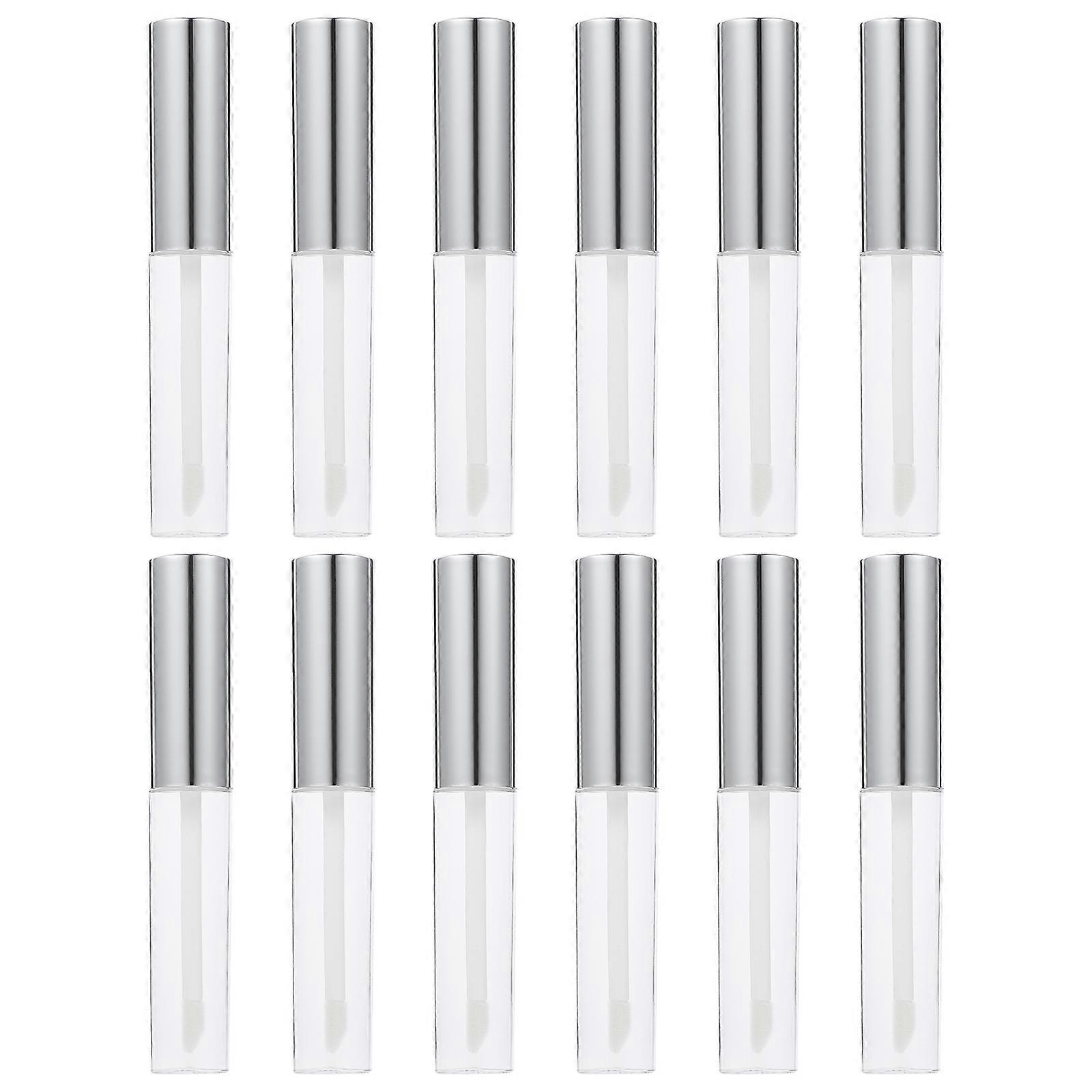Lip Gloss Storage Container Empty Tube for Storage Use 12Pcs Silver Tubes
