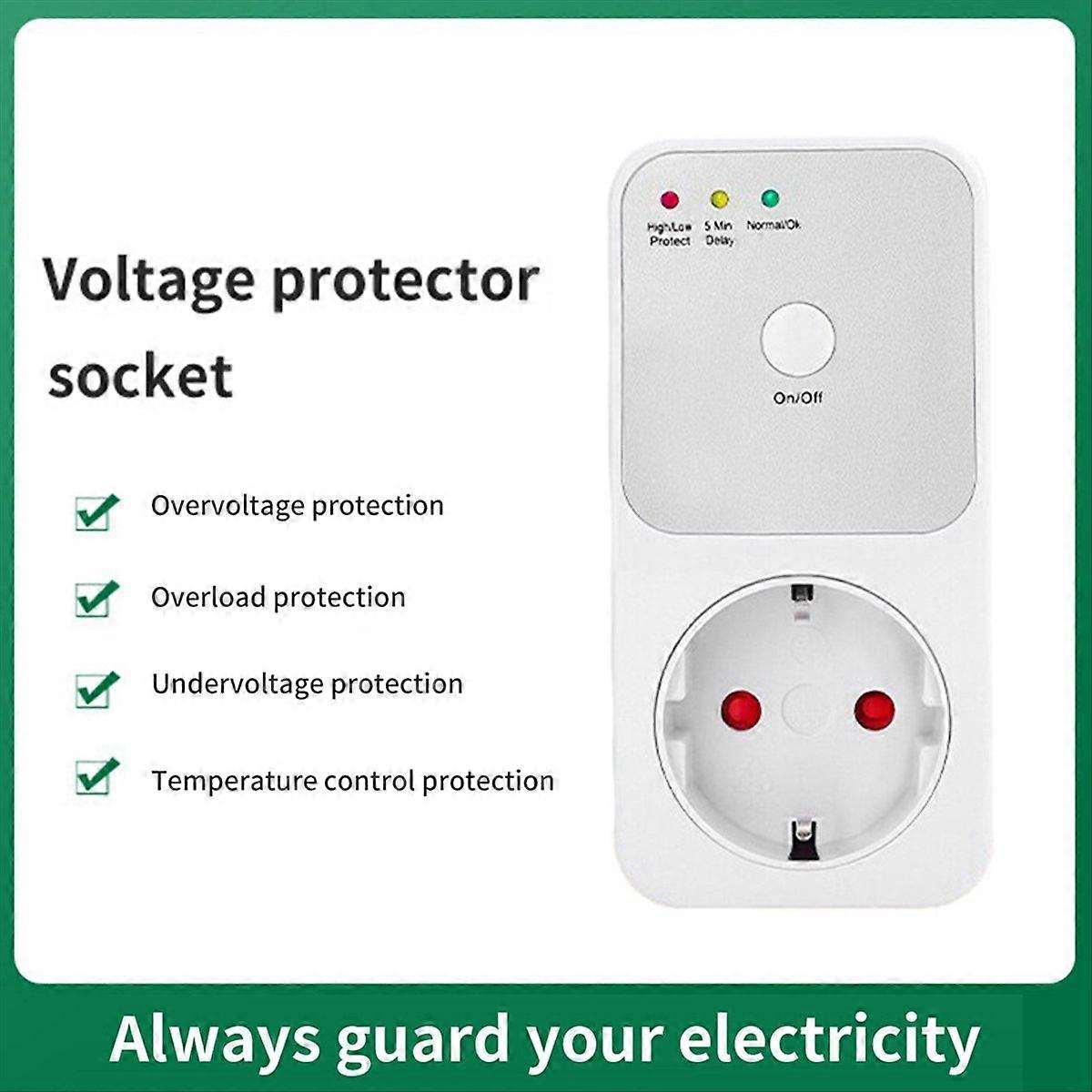 Protector Voltage Relay Electrical Socket, Refrigerator Voltage Protector Multifunctional for Home A