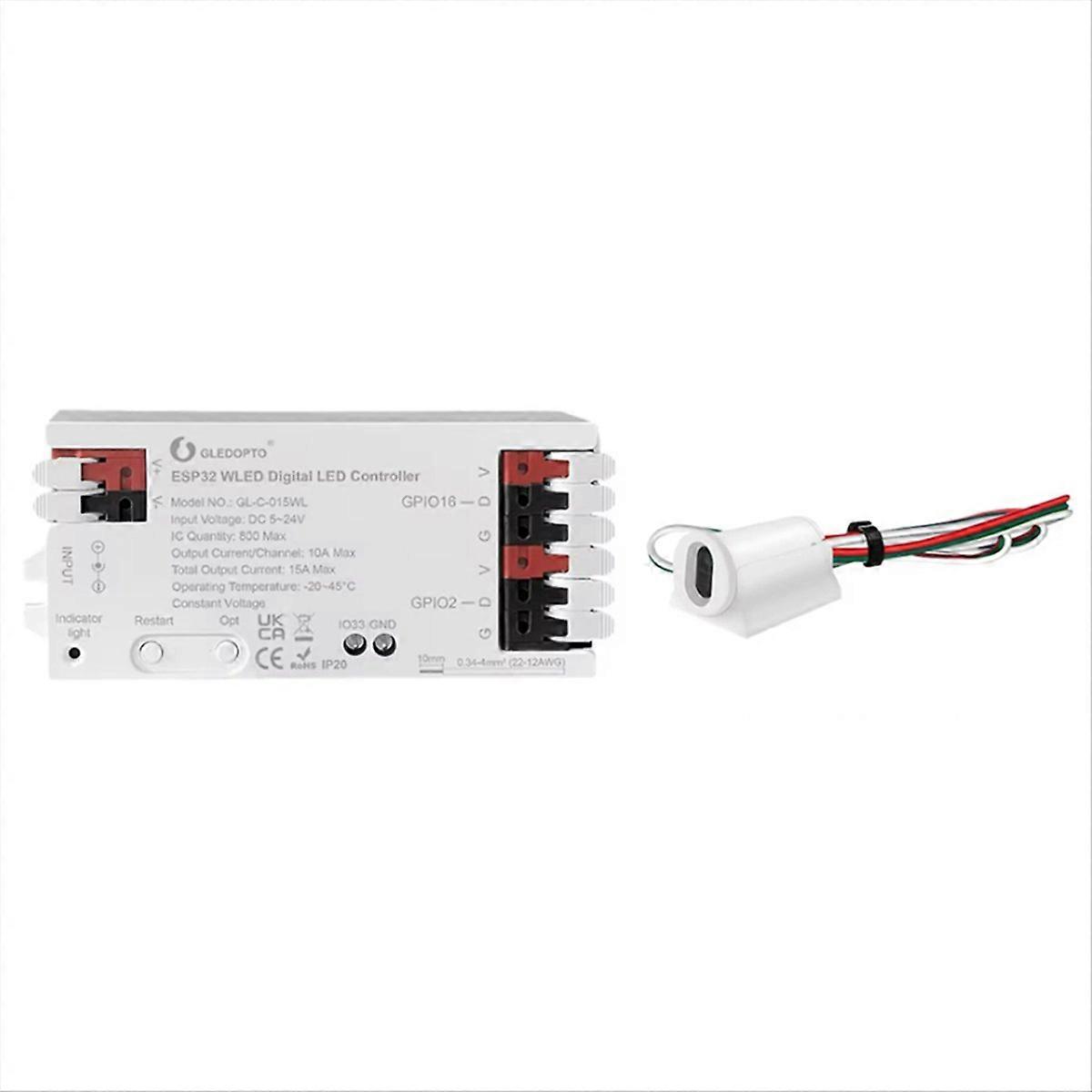 ESP32 WLED LED Controller LED Strip Light Dynamic Lighting IR Switch Sensor Gesture-Aware Trigger W