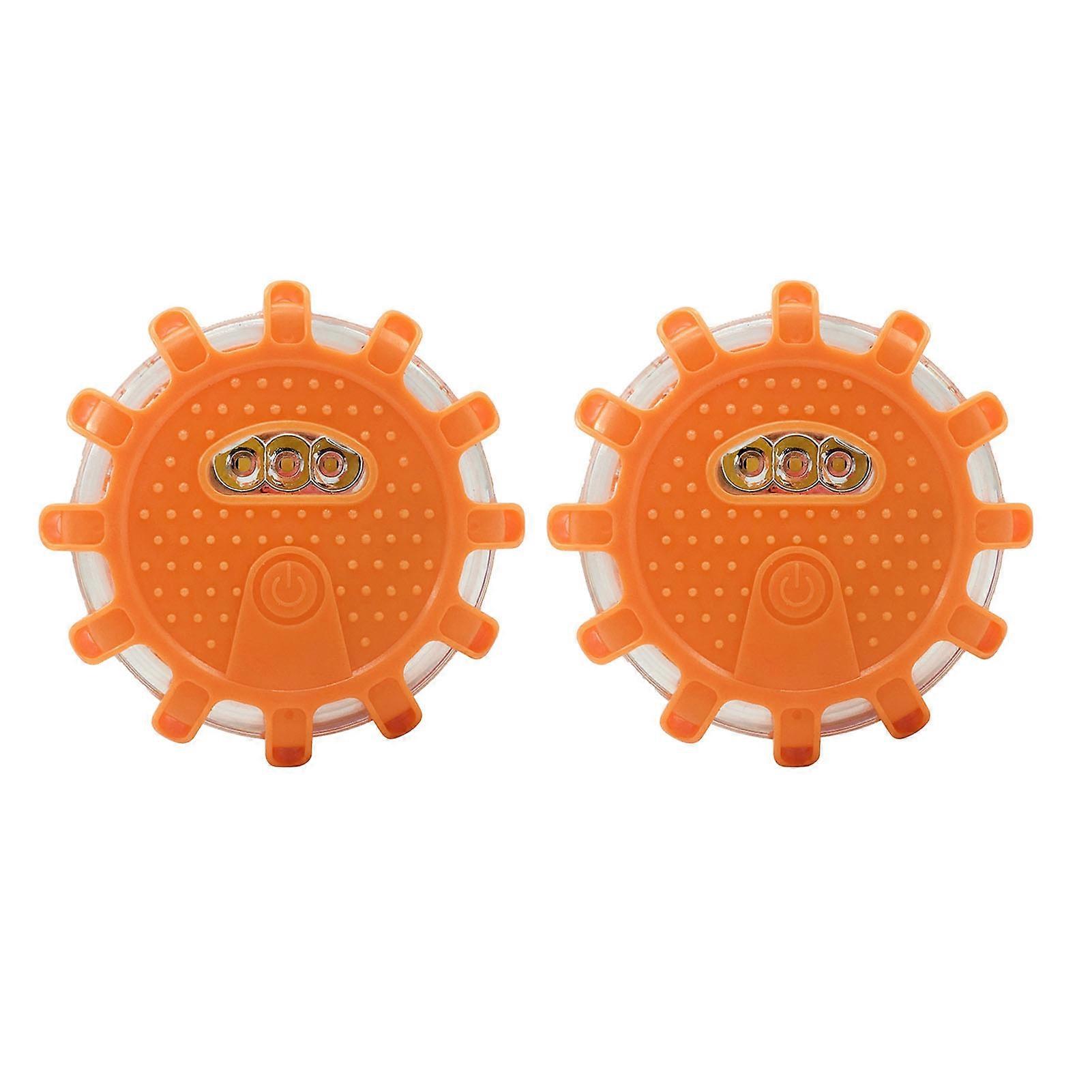 LED Warning Lights 2Pcs Magnetic Waterproof 9 Flash Modes Emergency Strobe Safety Kit