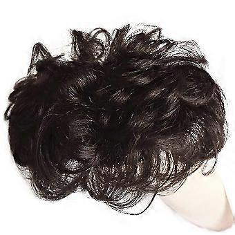 6" naturlig fluffy menneskehår topper kort krøllet topper hårstykker toupee klip i topper h