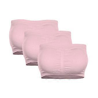 Top a tubo oversize senza spalline senza maniche in poliestere per donna, rosa, da notte, reggiseno a fascia doppio, taglie forti, imbottito, rimovibile, elastico, taglia S