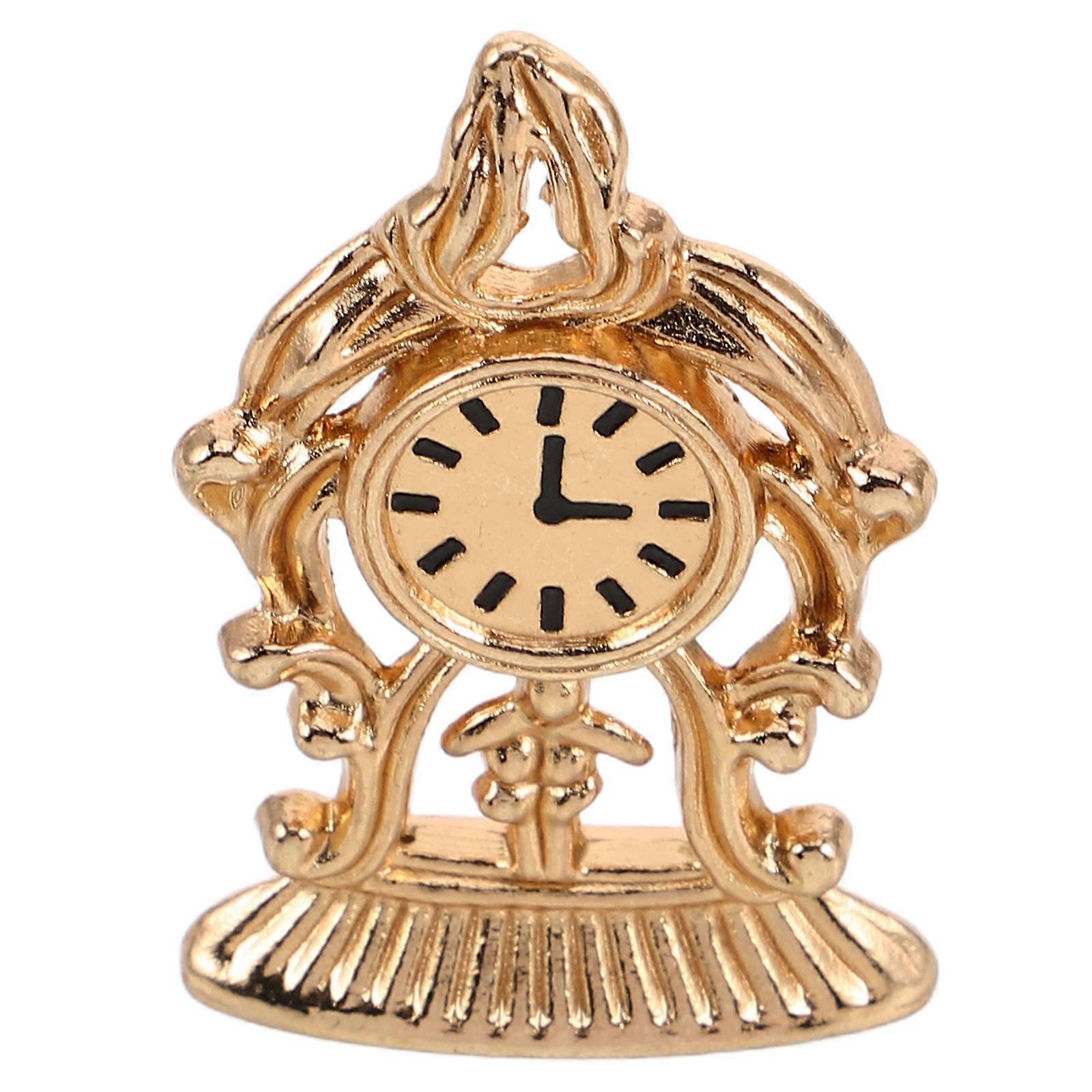 Dollhouse Mini Clock Ornament for Table Clock Function Alloy