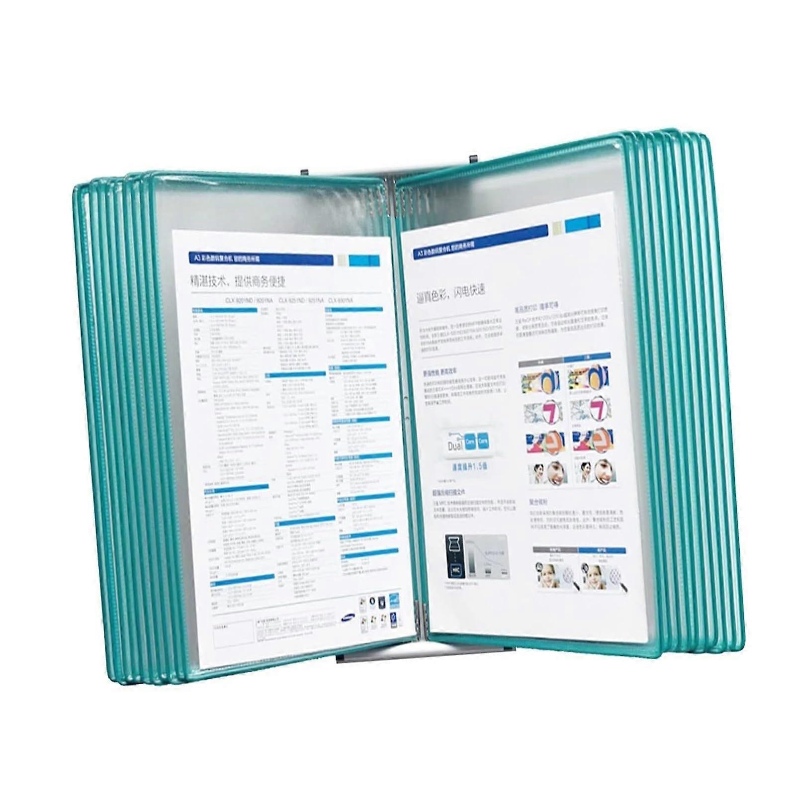 Wall Mounted Document Holder with 20 Clear Frosted Pockets, A4 Dual Mount Reference Organizer