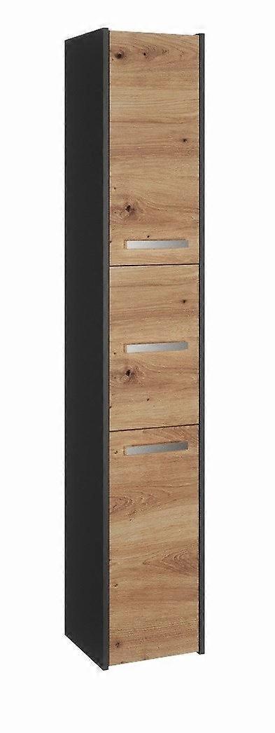 Topeshop S33 Anthrazit/Artisan Badezimmerschrank Eiche