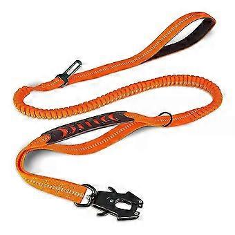 Heavy Duty Reflective Shock Absorbing Tactical Bungee Dog Leash with Car Seatbelt Attachment, No Pull Design for Large Dogs