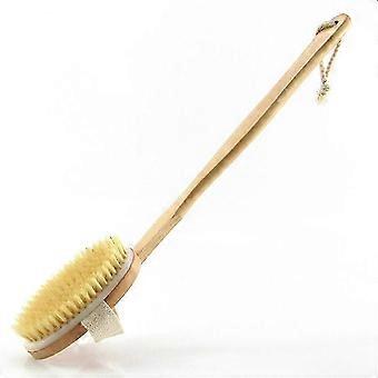z Wooden bath brush bath hog bristle brush long handle wooden back rub bath towel removable soft hair massage bath brush