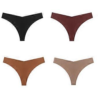 Conjunto de 4 calcinhas fio dental sem costura, cintura baixa, em nylon, com reforço de algodão, ideais para viagens, para pele negra ou escura, tamanho XL.