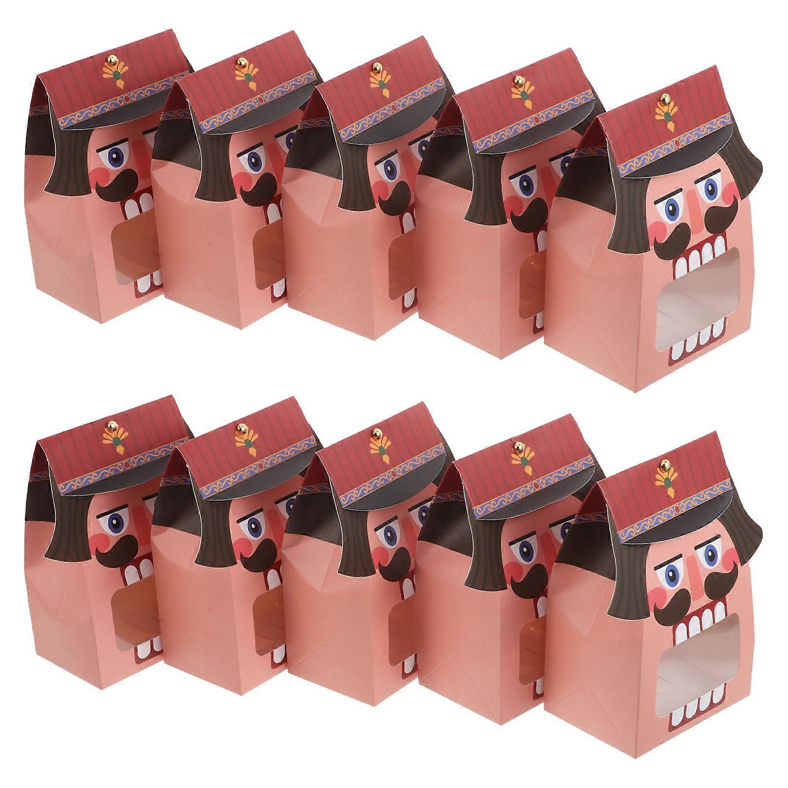 Christmas Cookie Boxes Nutcracker Large Paper Boxes for 10Pcs Packaging