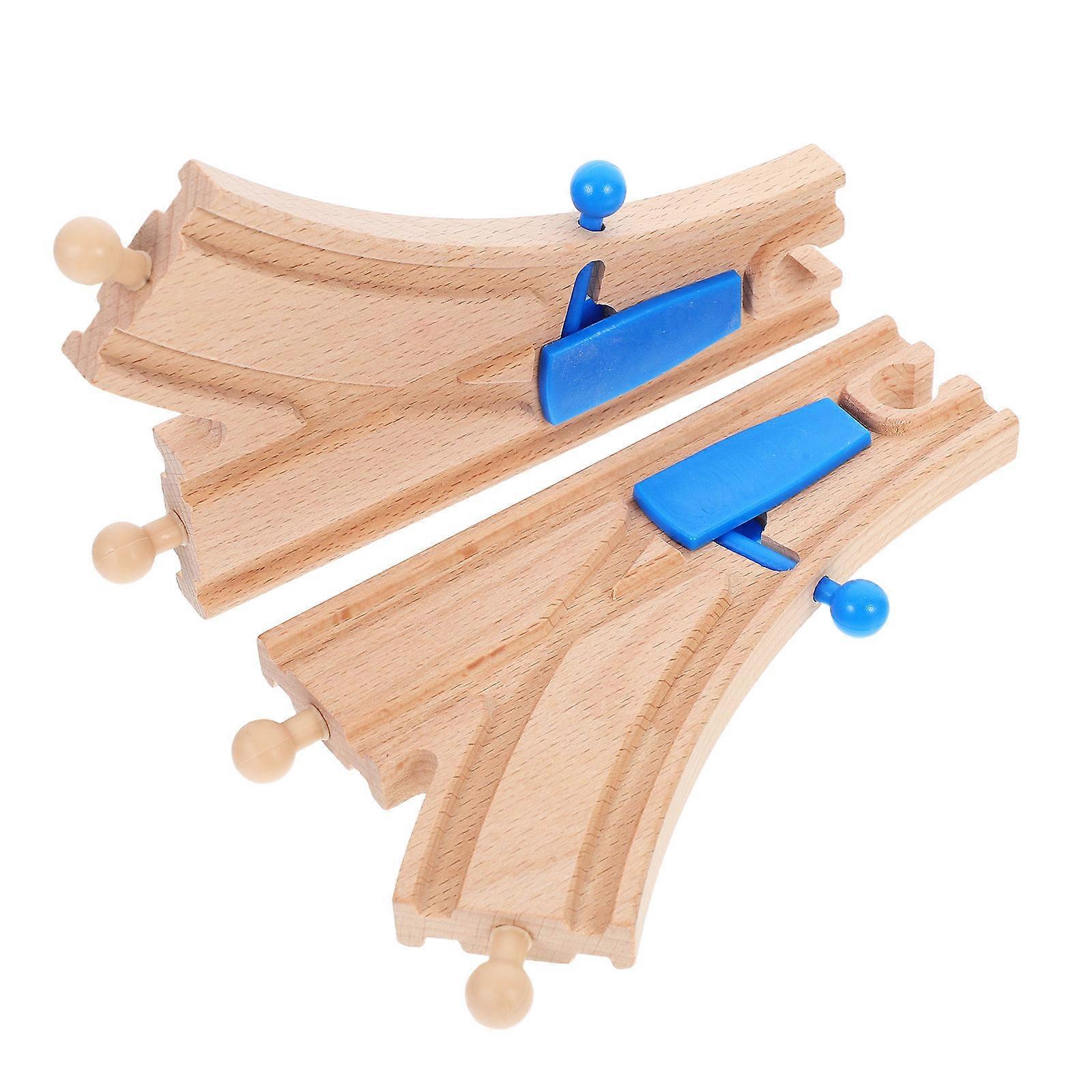 Wood Train Track Intersections Switch Track Accessories Set 2Pcs for Toy