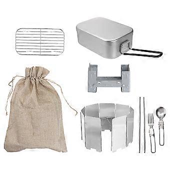 Bärbar campingmatlåda aluminium bentobox för utomhusbruk 1 set