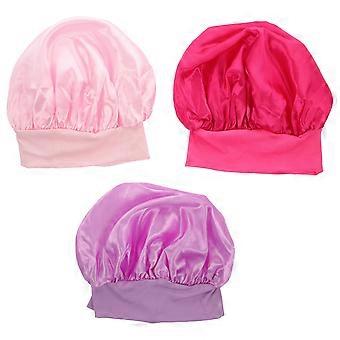 3szt Elastyczne czapki Candy Color Wygodna oddychająca czapka nocna z szerokim rondem dla dzieci