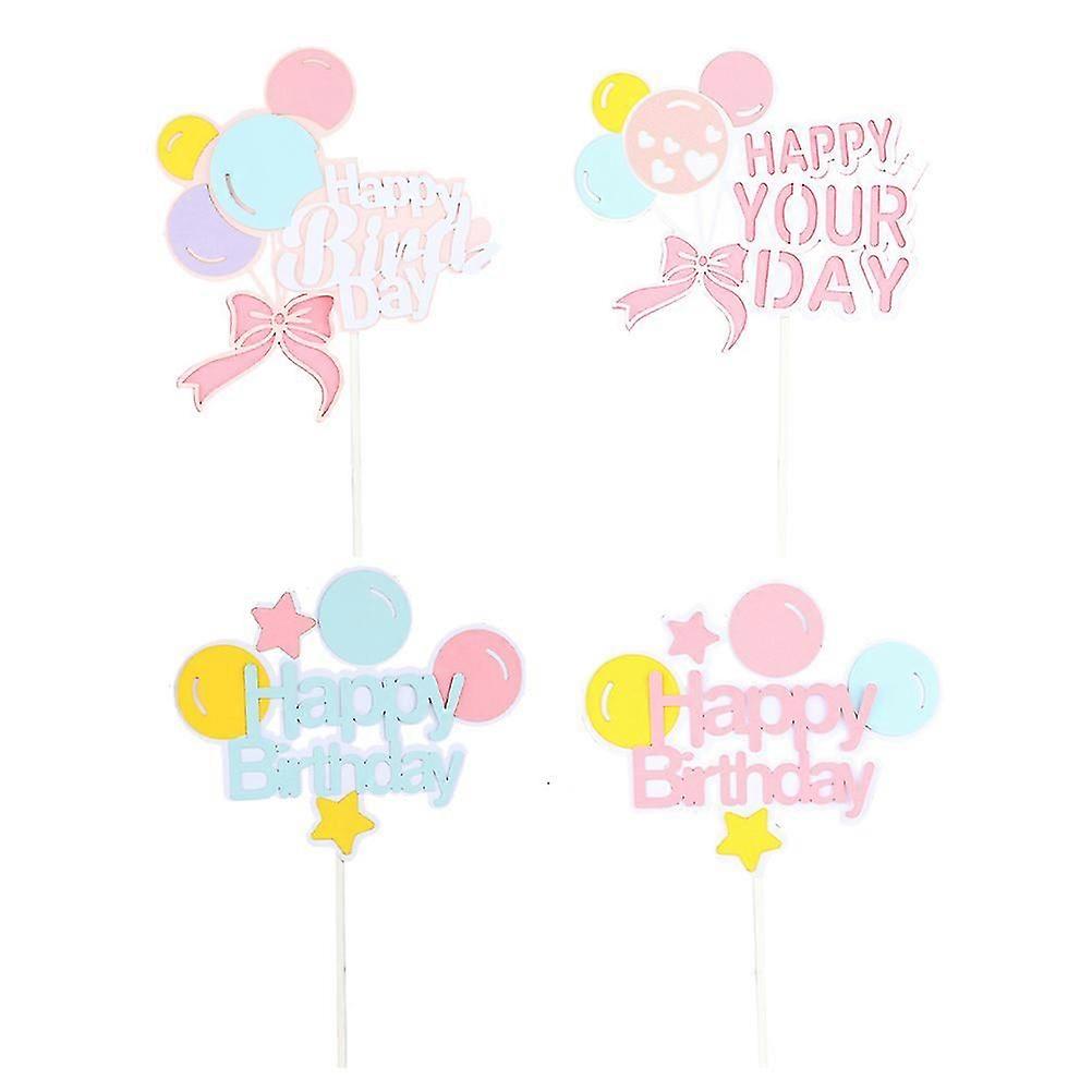 Egg Cake Insert 4Pcs Birthday Cake Topper for Decor Assorted Color