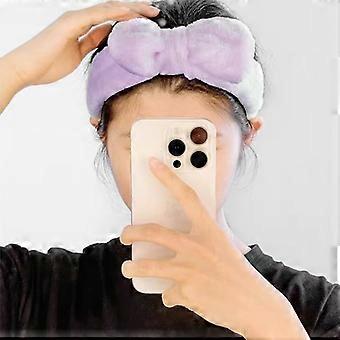 Bowknot Hair Bands for Skincare Headband and Wristband Set Washing Face Head Band Purple M