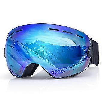 Ski and Snowboard Goggles with Anti-Fog Spherical Lenses, Over-Glasses Fit, Wide Field of View for Men Women Adults