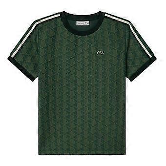 Lacoste Damen-T-Shirt mit Monogramm-Jacquard-Muster, schmal geschnitten