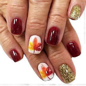 Glittering Press On Nails Short Square False Nails Maple Leaves Full Cover Stick on Nails Manicures Supplies for Woman