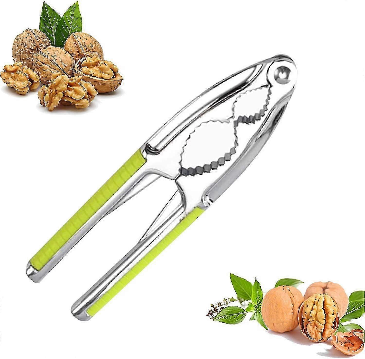 Zinc Alloy Nutcracker with Ergonomic Handle, Internal Grooves, and Bottle Opener for Walnuts, Pecans, Hazelnuts, Almonds