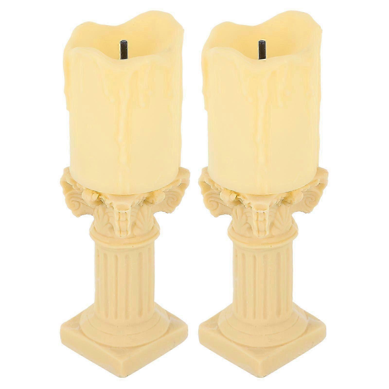 Creative Night Light Plaster Statue Candlesticks for Decor 2Sets