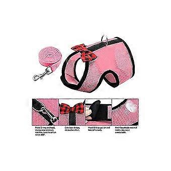 Harness compatible with Rabbits with Elastic Leash, suitable compatible with Small Pets (S: Bust (20-23cm), Pink),54g