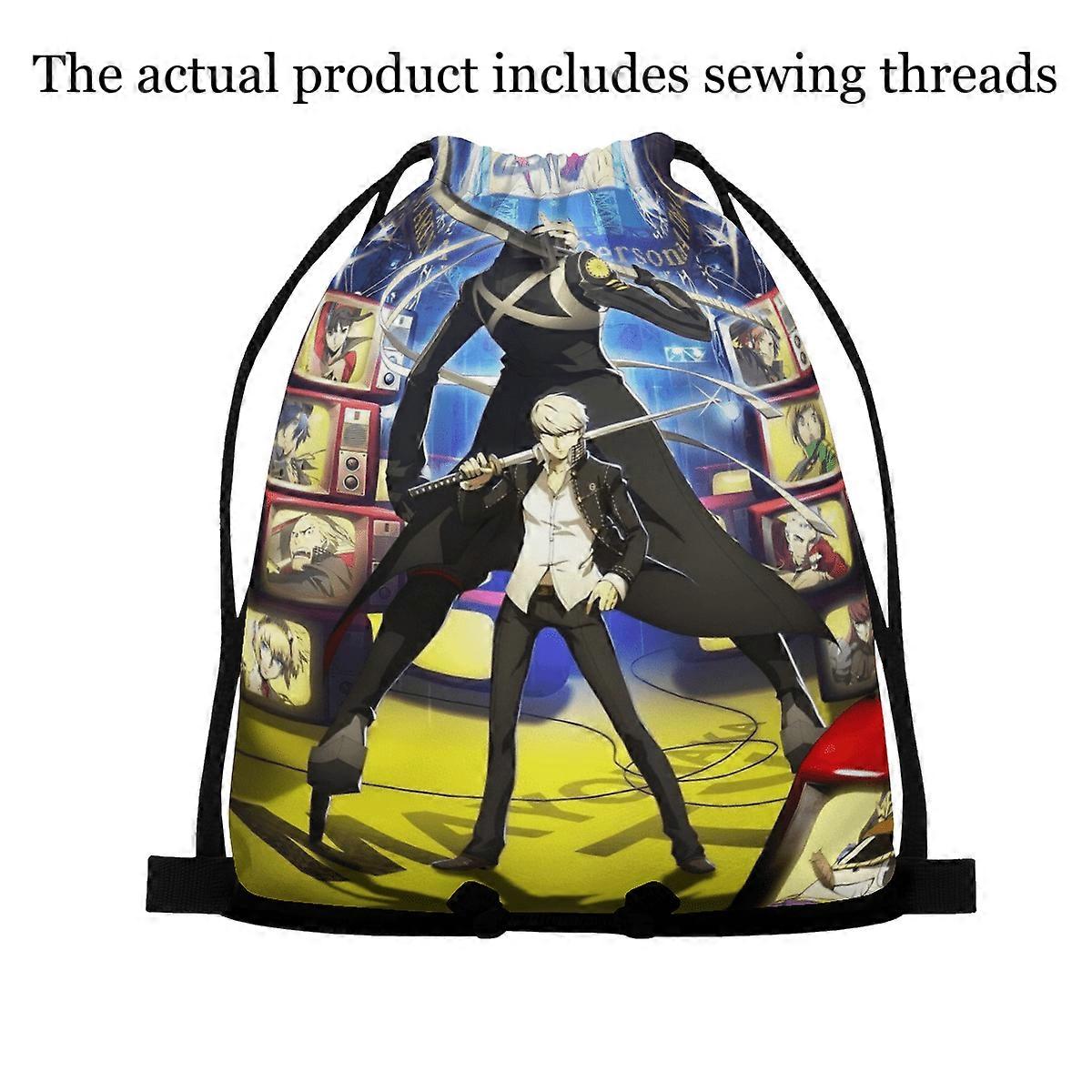 Cool-Yu-Narukami-Persona-4 Multi Size Double Side Printing Drawstring Backpack - Multi-Functional Sack for Library Visit-Pqasd