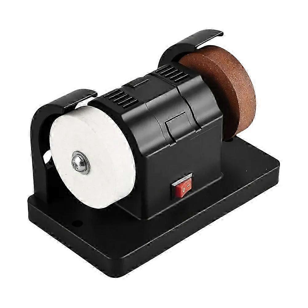 Mini Bench Grinder, Electric Double Wheel Sharpener with Variable Speed compatible with Polishing and Rust Removal EU Plug