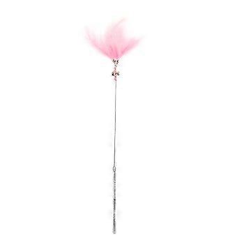 Cat Feather Teaser Cat Flirting Stick Toys for Playing 2Pcs Pink