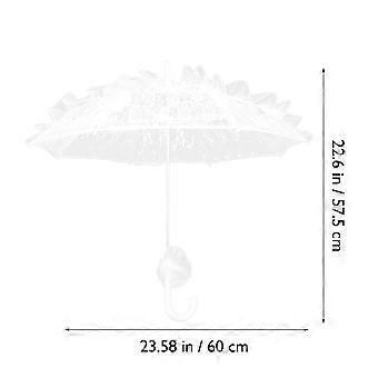 1Pcs Lace Umbrella Bridal Parasol for Decoration Photography Prop White