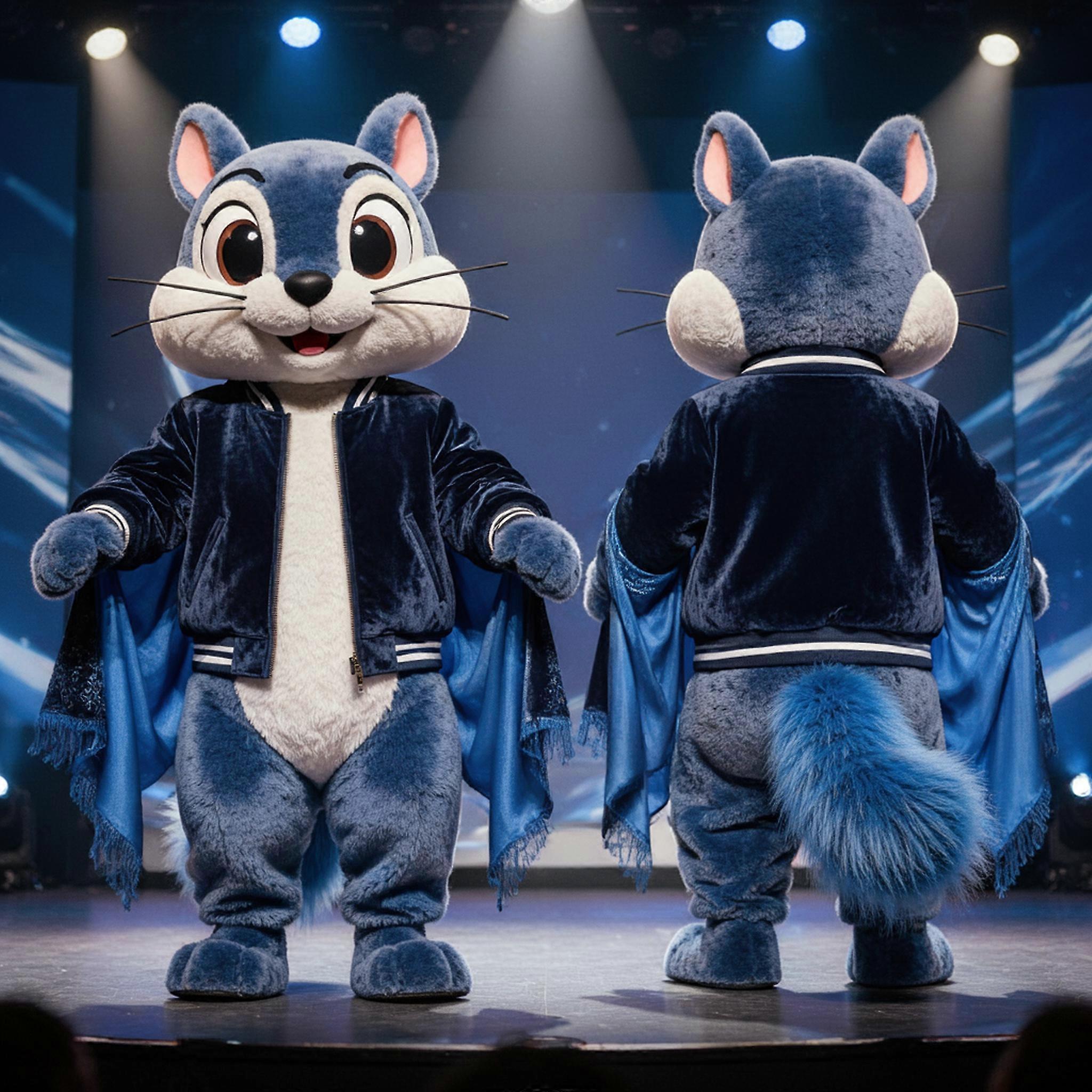 MASTICOT Navy Blue Cartoon Flying Squirrel Mascot