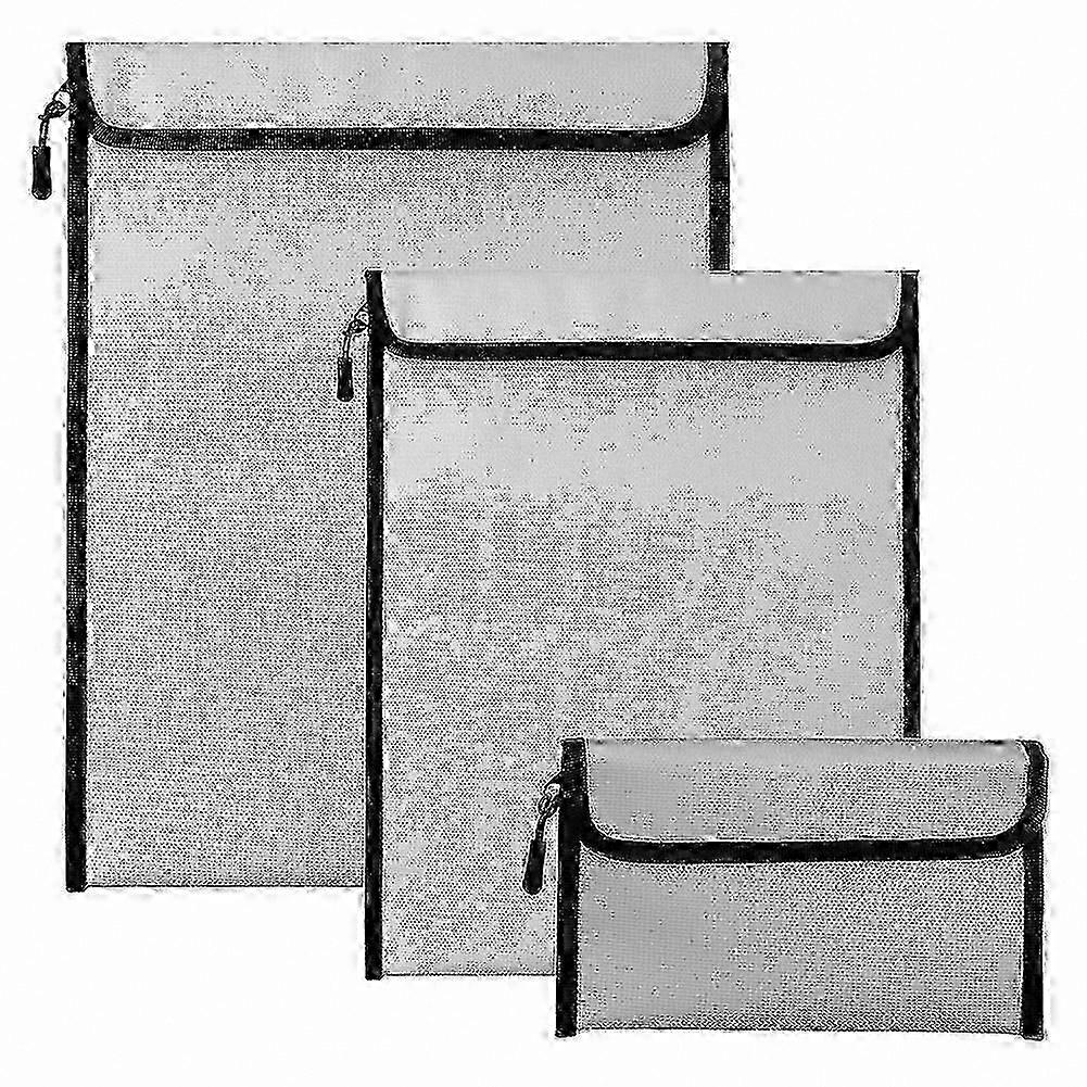 3 Pcs 2000F Fireproof Waterproof Document Bag for Money and Papers