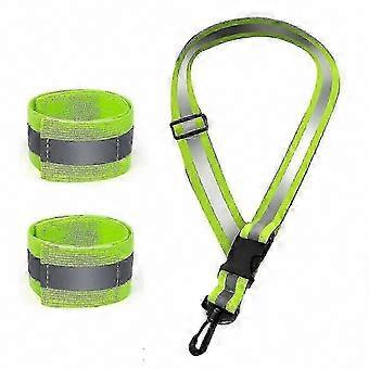 High Visibility Reflective Sash for Night Walking and Running, Includes 2 Pcs Reflective Armbands