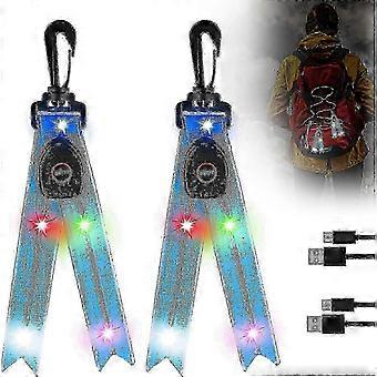 Confezione da 2 LED Lampeggiante per Bambini USB Ricaricabile Luce Lampeggiante Riflettore Luce Zaino Per Zaino Zaino Escursionismo Jogging