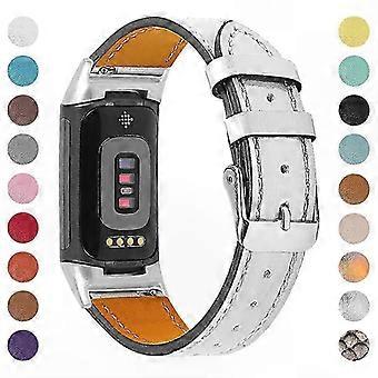 Bracelet ajustable en cuir véritable de qualité supérieure pour bracelet de montre Charge 6 5 de Fitbit - Gris