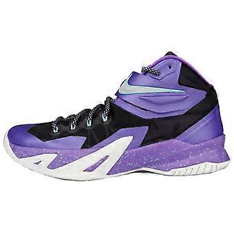 Nike Zoom Soldier 8 Antislip en slijtvaste hoge basketbalschoenen voor heren, zwart/paars, artikelnummer 653642-505